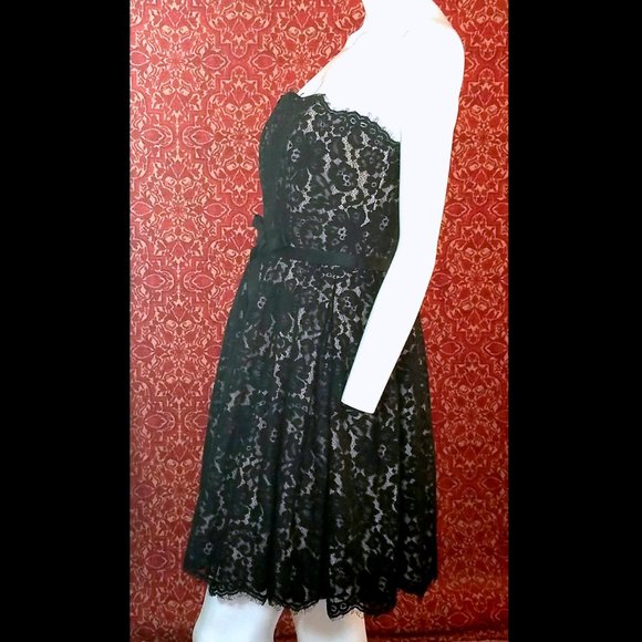 LIBERATED & FREE black lace strapless dress 10✨ - Picture 6 of 9